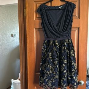 SLNY Black/Gold Special Occasion Dress Size 14.